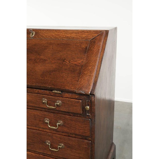 Antique English Oak Secretaire with Leather Top, 1700s For Sale - Image 11 of 16