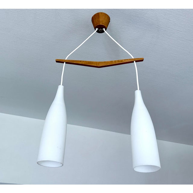Scandinavian Pendant Light in Teak and Glass, 1960s For Sale - Image 12 of 15