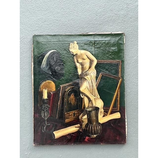 Mid 20th Century Vintage Original Still Life Oil Painting on Canvas For Sale - Image 5 of 12