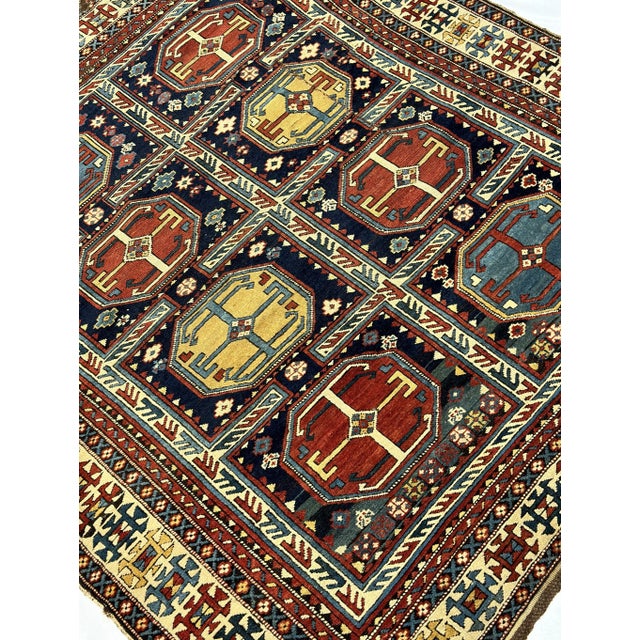Late 19th Century Antique Caucasian Kuba Rug 4'4" X 5’0” For Sale - Image 5 of 5