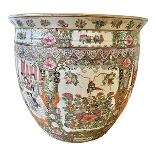 Vintage Rose Medallion Extra Large Koi Planter For Sale