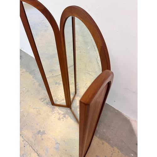 Folding Wall Mirror in Teak from Fakse Furniture, Denmark For Sale - Image 6 of 11