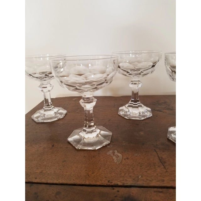 Transparent Set of Four Antique Cut Crystal Champagne Glasses For Sale - Image 8 of 11