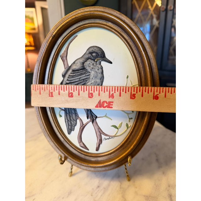 White 1950s Boehm Porcelain Fledgling Wall Art Bas-Relief Oval Frame For Sale - Image 8 of 9