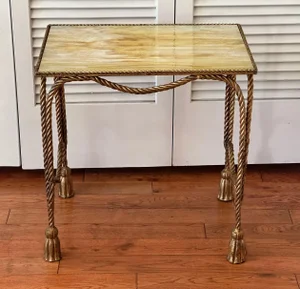 Italian Gold Gild Metal Rope & Tassel Table