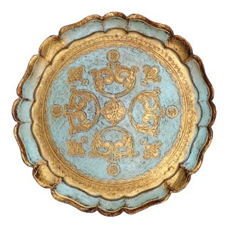 Late 20th Century Round Italian Florentine Gilt Tray For Sale