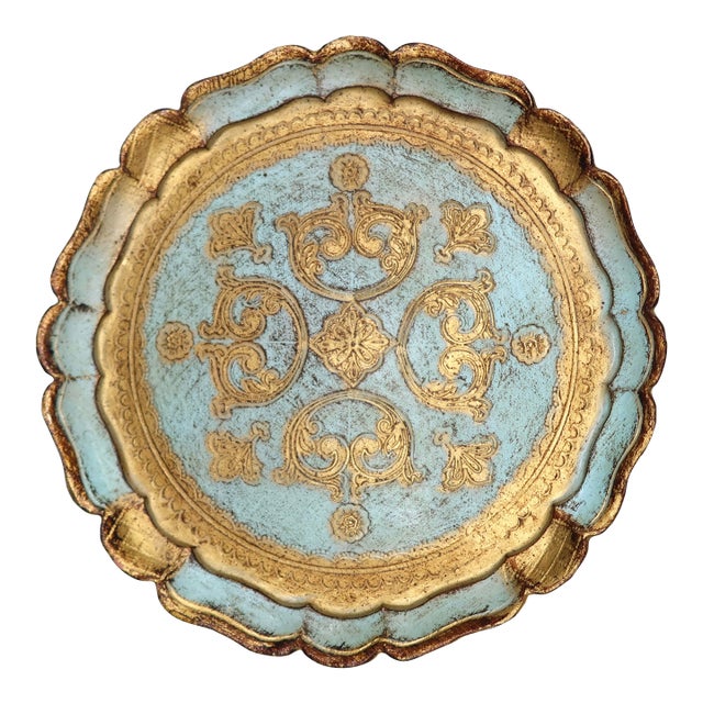 Late 20th Century Round Italian Florentine Gilt Tray For Sale