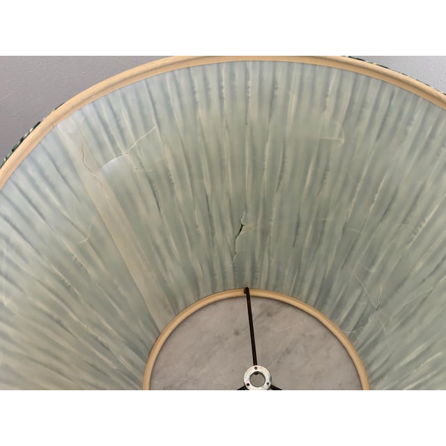 Green 1970s Japanese Iris Lamp With Green Pleated Shade For Sale - Image 8 of 11