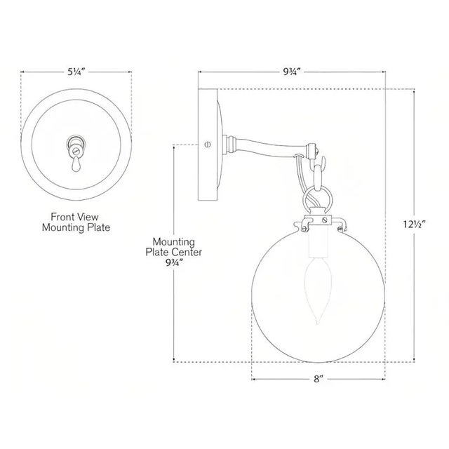 Visual Comfort Thomas O'Brien for Visual Comfort Signature Katie Small Globe Sconce in Bronze with Clear Glass For Sale - Image 4 of 4