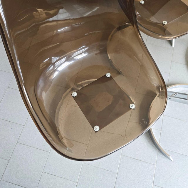 Vintage Eurosteel Chairs in Acrylic Glass and Chrome by Boris Tabacoff, 1970, Set of 4 For Sale - Image 13 of 18