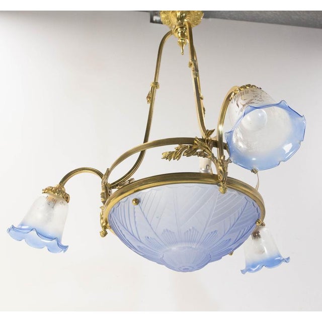 1920s French Art Deco Glass Chandelier, 1920s For Sale - Image 5 of 16