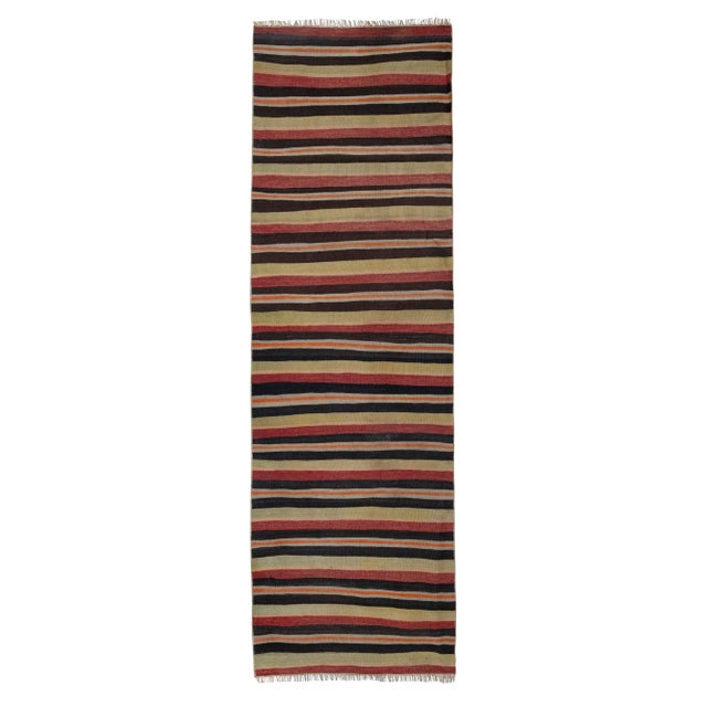 Vintage Colorful Striped Turkish Kilim Runner 2'6" X 8' For Sale - Image 10 of 10