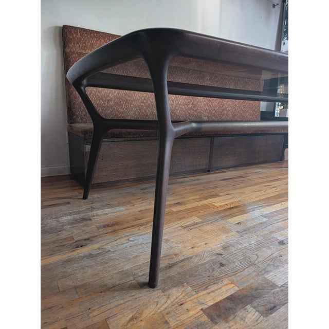 Ceccotti Collezioni “Sevenmiles” Dining Table by Roberto Lazzeroni, American Walnut With Bronzed Glass Top For Sale - Image 4 of 10