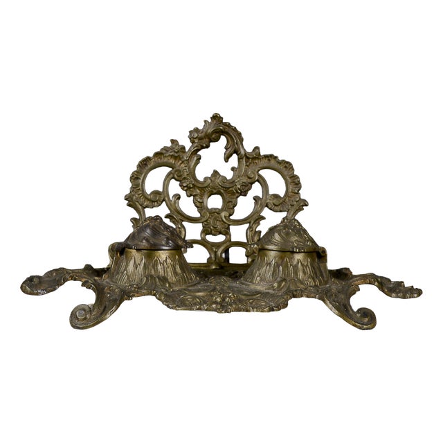 Desk Set for Writing Desk in Brass, 1890s For Sale