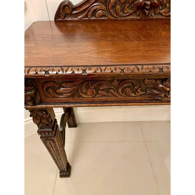 Antique Victorian Carved Oak Side Table For Sale - Image 5 of 16