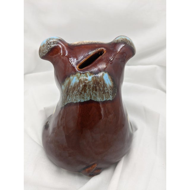 Hull Usa Pottery Piggy Bank Brown Aqua Ivory Drip Glaze Chairish