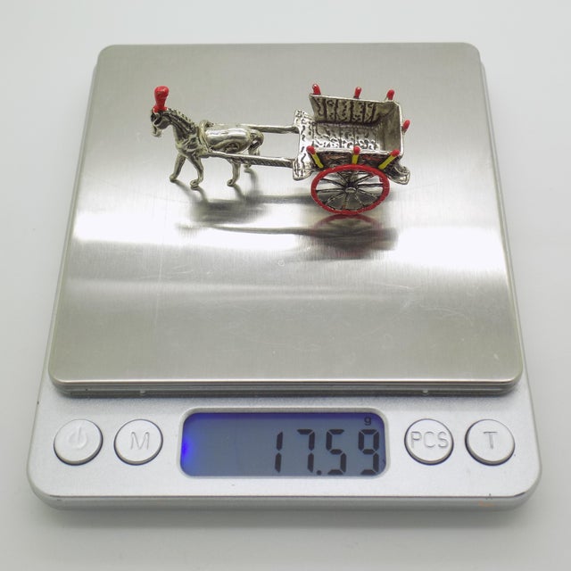 Vintage Sicilian Silver 800 Traditional Carriage Figurine, Italy, 1980s For Sale - Image 9 of 12