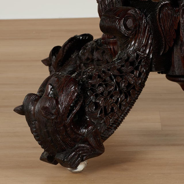 Antique Burmese Anglo Indian Style Carved Rosewood Table For Sale - Image 13 of 15