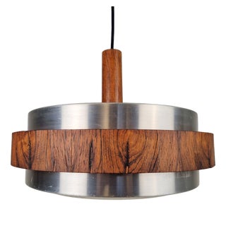 Vintage Scandinavian Pendant Lamp in Teak, 1960s For Sale