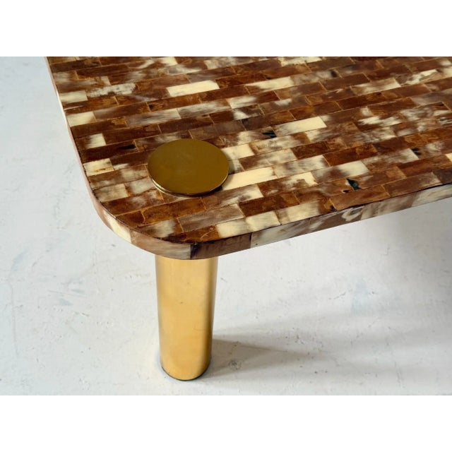 Enrique Garcel Tessellated Horn and Brass Coffee Table, 1970 For Sale In Chicago - Image 6 of 9