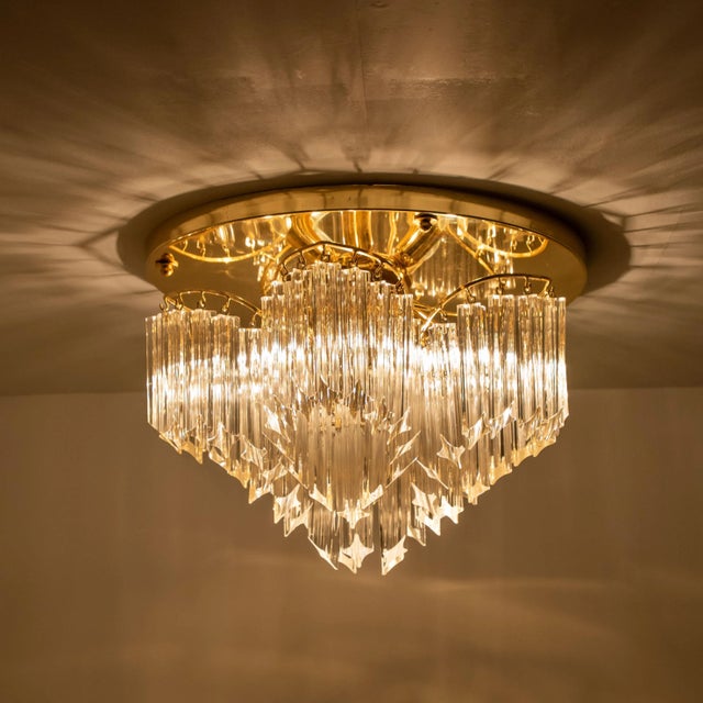Triedri Crystal Gold-Plated Flush Mount from Venini, Italy For Sale - Image 6 of 14
