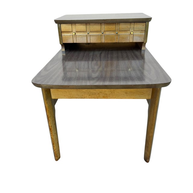 Mersman Mid 20th Century Modern Walnut and Laminate Set Up Side Table For Sale - Image 17 of 18