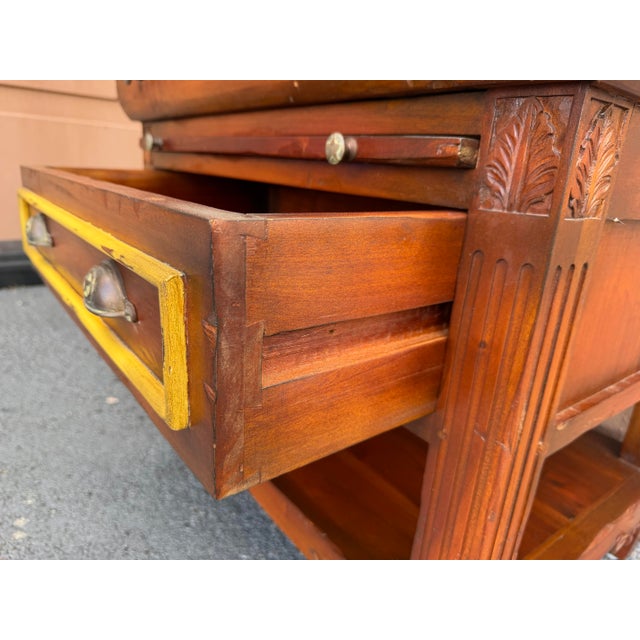 Vintage GuildMaster Campaign Style Accent Chest With Leather Top For Sale - Image 9 of 12