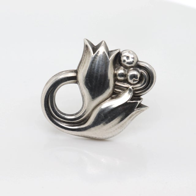 Vintage Georg Jensen Sterling Silver Tulip Brooch No. 100a For Sale In Philadelphia - Image 6 of 12