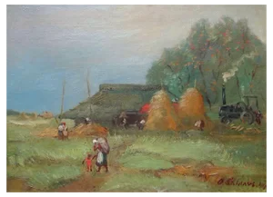 Saldavs Olgerts, Threshing, 1940, Oil on Canvas