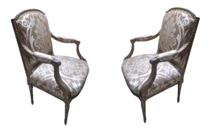 19th Century Italian Parcel Arm Chairs- A Pair