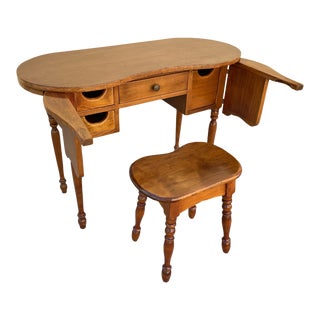 Antique Desk & Stool by Kaufman Woodcraft Shops For Sale