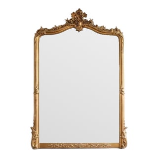 19th-Century French Napoleon III Style Giltwood Beveled Mirror For Sale