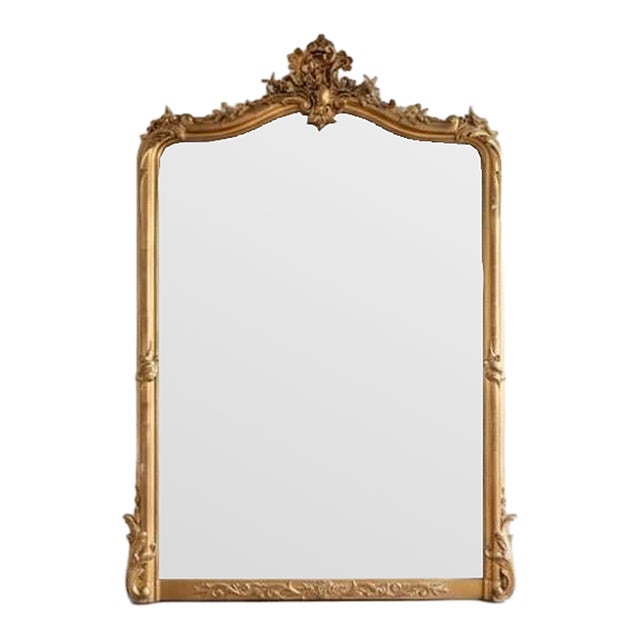 19th-Century French Napoleon III Style Giltwood Beveled Mirror For Sale