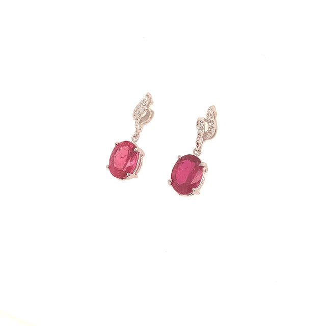 Traditional Natural Tourmaline Diamond Earrings 14k Gold 2.34 TCW Certified For Sale - Image 3 of 8