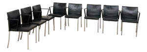 Conference Chairs in Black Leather, Set of 8