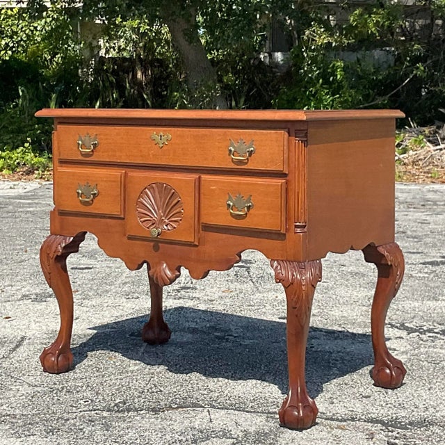 Vintage Chippendale Sunrise Lowboy For Sale - Image 12 of 12