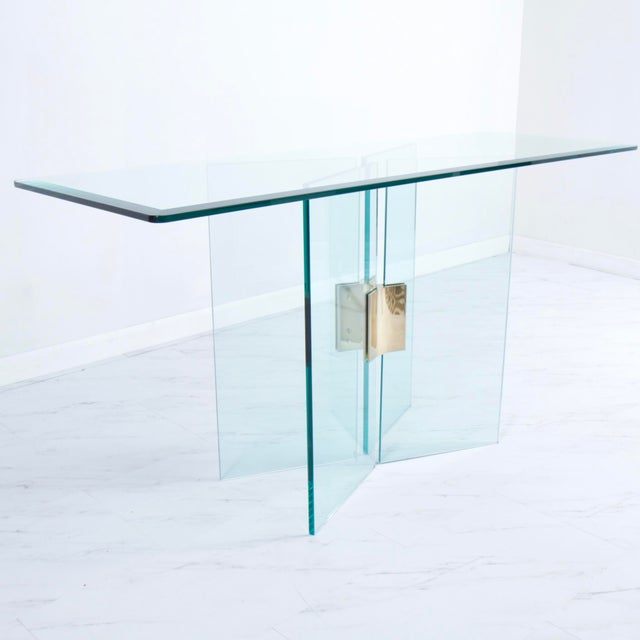 Leon Rosen for Pace Collection Glass &Brass Console Table Chairish
