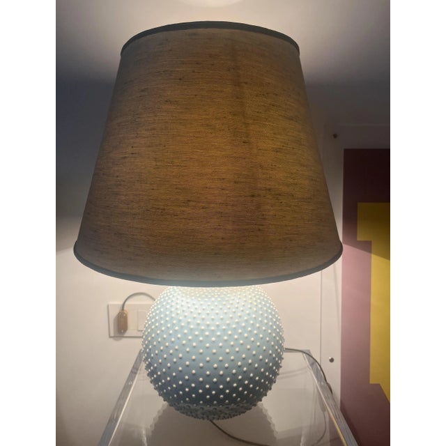 Spherical Dusty Blue Ceramic Table Lamp from Paf Studio, Milan, Italy, 1970s For Sale - Image 11 of 16
