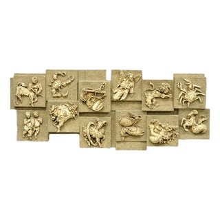 Vintage Finesse Originals 1970s Brutalist Figural Zodiac Wall Art Sculpture For Sale