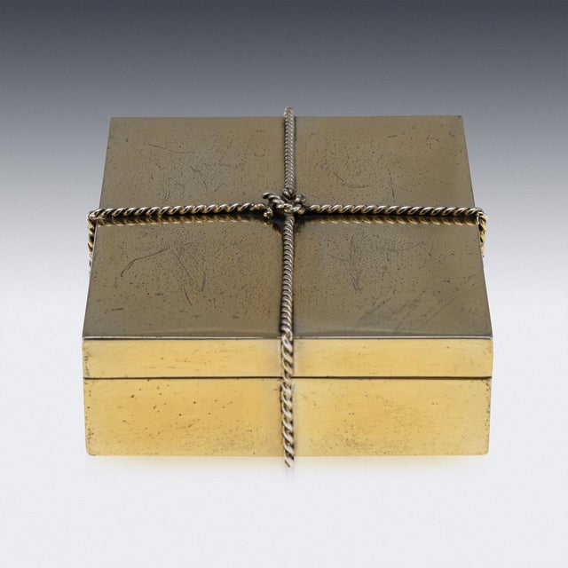 Vintage 20th Century Italian Gilt Silver Cigar Box from Tiffany & Co, 1960s For Sale - Image 4 of 17