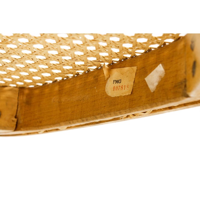 Mid Century Vintage Attributed to Thonet Prague #811 Bar Stools — Bentwood + Cane — Pair For Sale - Image 9 of 9