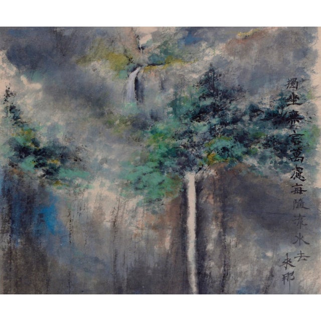 Impressionist "Gift of Love", Waterfall Landscape Watercolor on Rice Paper For Sale - Image 3 of 7