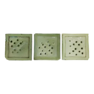 Antique American Tiffany Glass & Decorating Co. Green Glass Square Fireplace Tiles - Set of 3