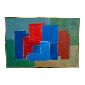 Mid Century Modern Oil Painting George Constant Abstract Art Original Signed '75