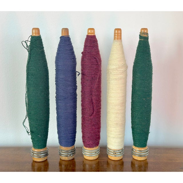 These antique industrial textile industry weaving bobbins make an interesting decor accent. Display them on a shelf in...