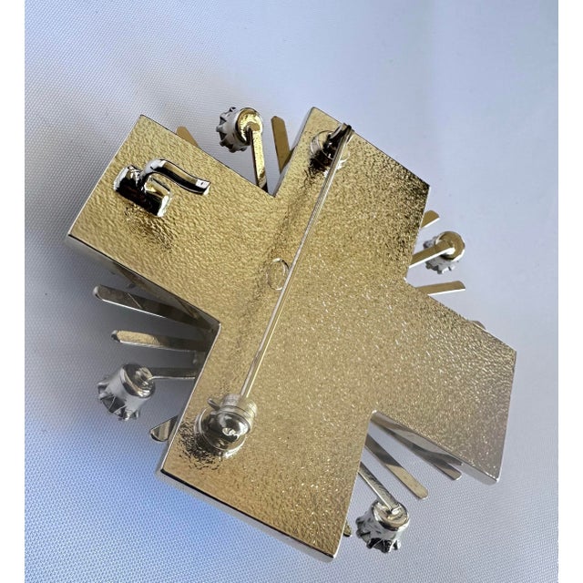 Metal 2006 CHANEL Brooch Pendant Fall Maltese Cross CC Double C Logo Goossens Strass Crystal Enamel For Sale - Image 7 of 8