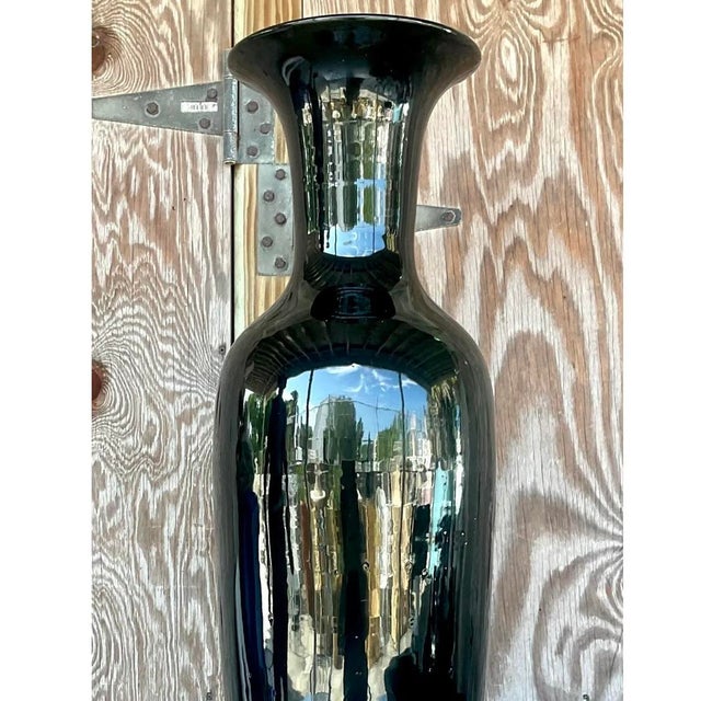 Vintage Boho Glazed Ceramic Tall Ming Vase For Sale - Image 13 of 13