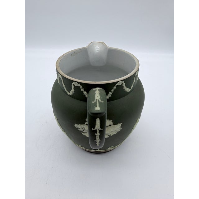 Ceramic Antique Olive Green Wedgwood Jasperware Pitcher England, Circa 1891–1908 For Sale - Image 7 of 18