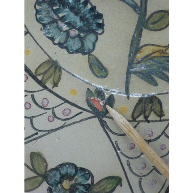 1970s Floral Pottery Bowl / Dish, Signed: Olaria De Almansil Algarve Zea, Handmade, Portugal Folk Art For Sale - Image 9 of 11