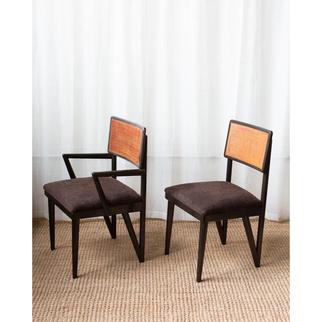 1950s John Stuart Mid-Century Modern Cane and Wood Dining Chairs - Set of 4 For Sale - Image 12 of 13